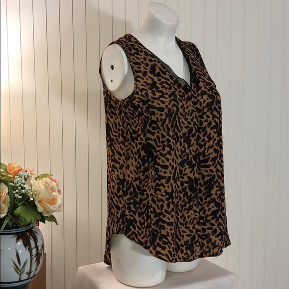 Cato Tops - CATO BROWN LEOPARD V-neck Flirty Sleeveless Top